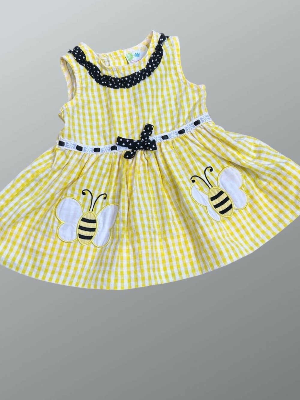 Samara Dress Baby Girl Yellow Gingham Check Butterfly  Size 6-9 Months NWOT